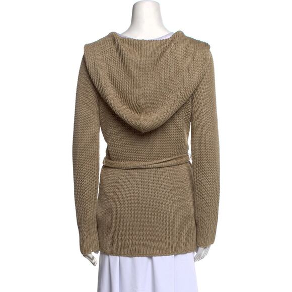 Ralph Lauren Purple Label Linen Silk Chunky Knit Hooded Cardigan w Belt Size S - Picture 2 of 11